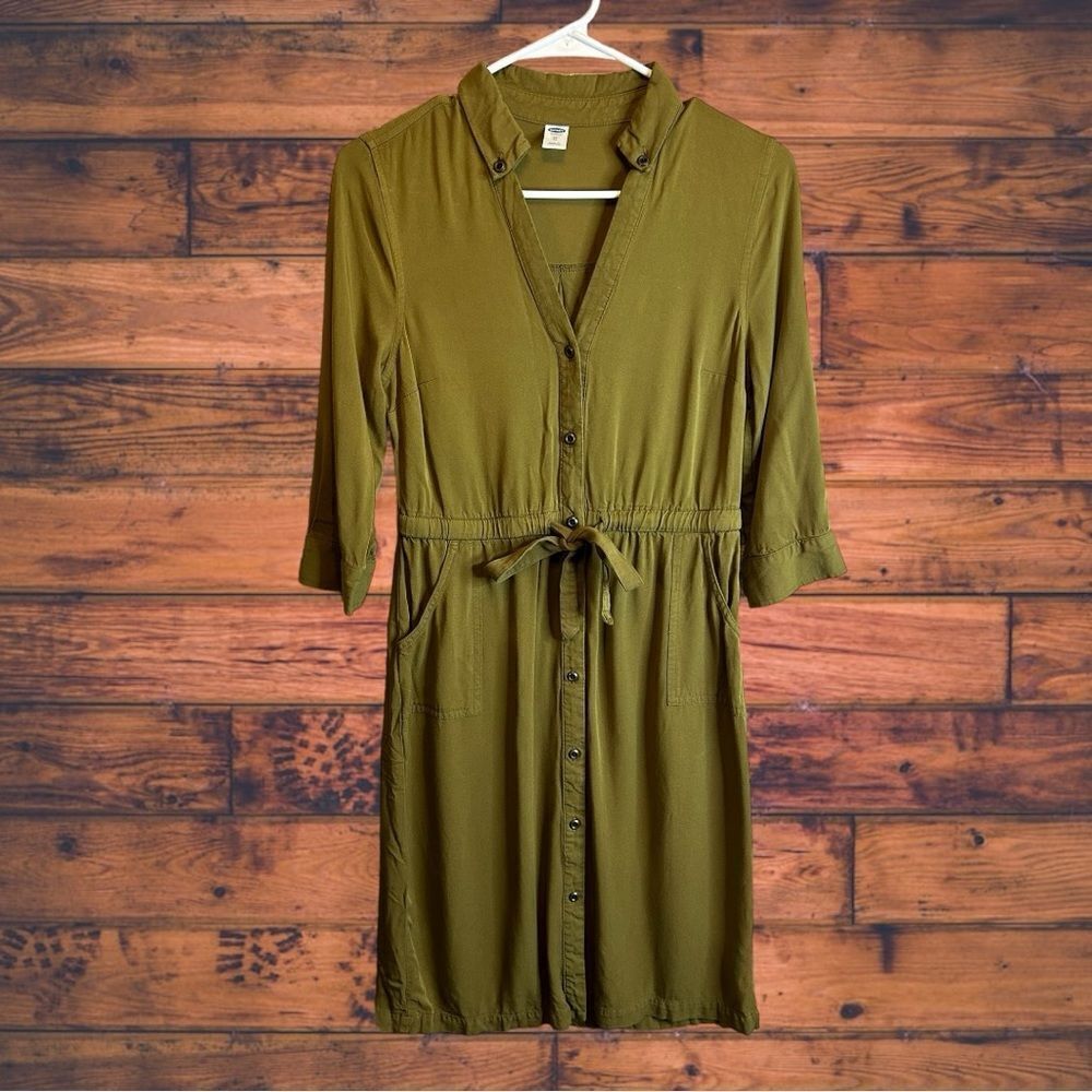 5 for $25🔥Old Navy Olive Green Button Front Dress with‎ Pockets XS